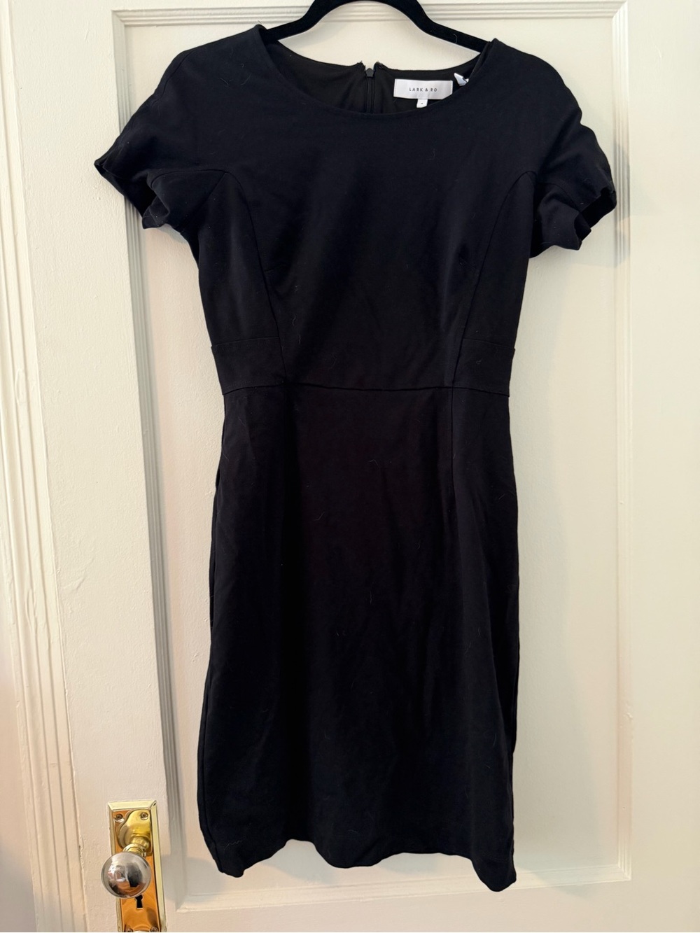 Lark&Ro Black Short Sleeve Sheath Dress